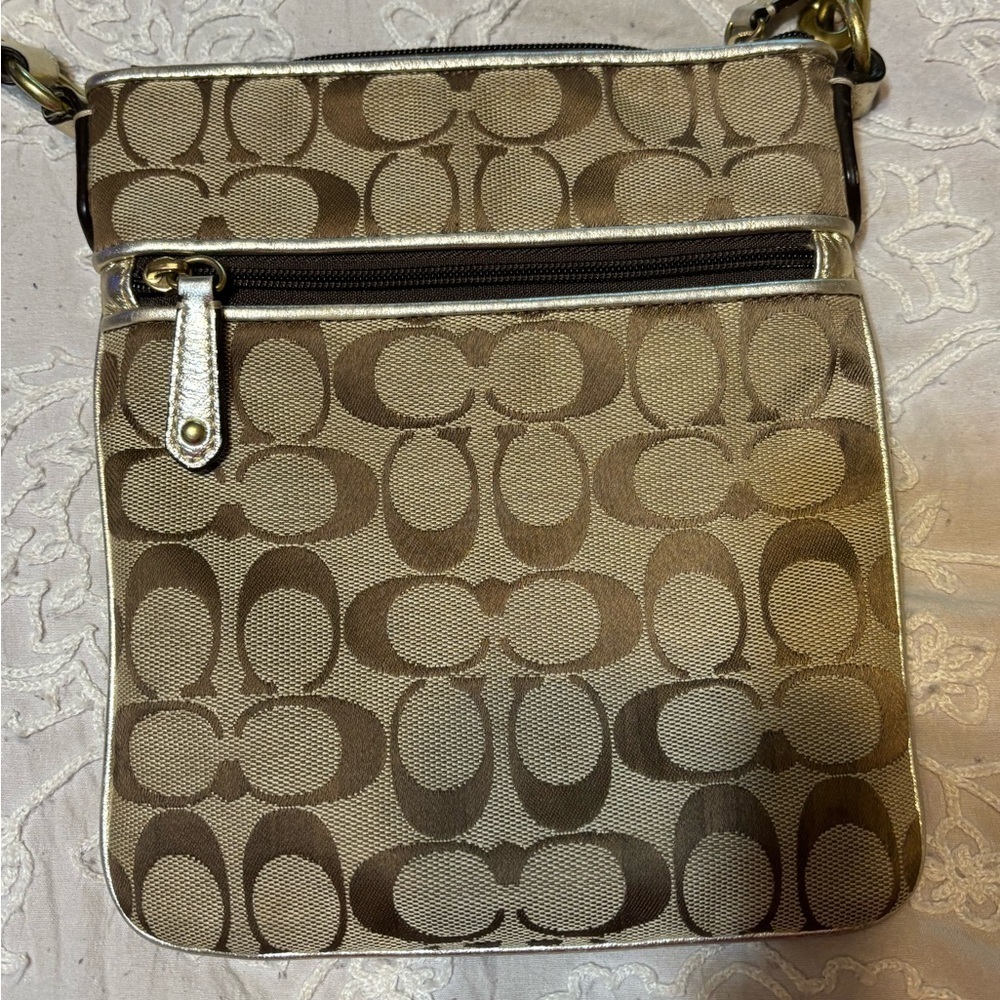 Coach Tan and Yellow Floral Crossbody Bag - Picture 3 of 16